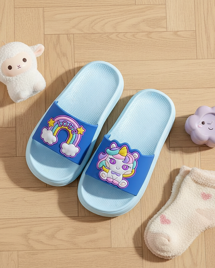 unicorn waterproof slippers - flat-lay