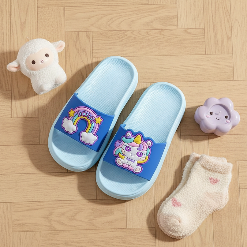 unicorn waterproof slippers - flat-lay