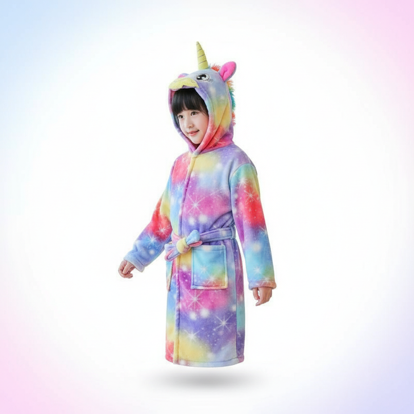 unicorn wearable towel robe - white-bg