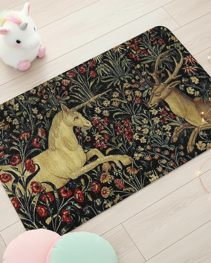unicorn welcome mat rug - flat-lay