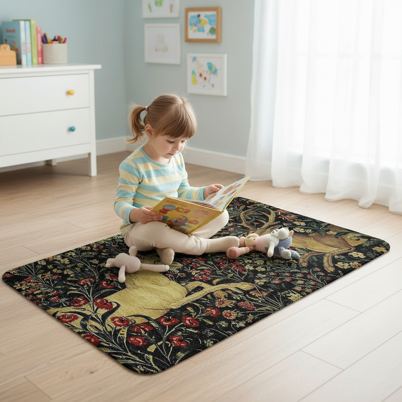 unicorn welcome mat rug - in-use