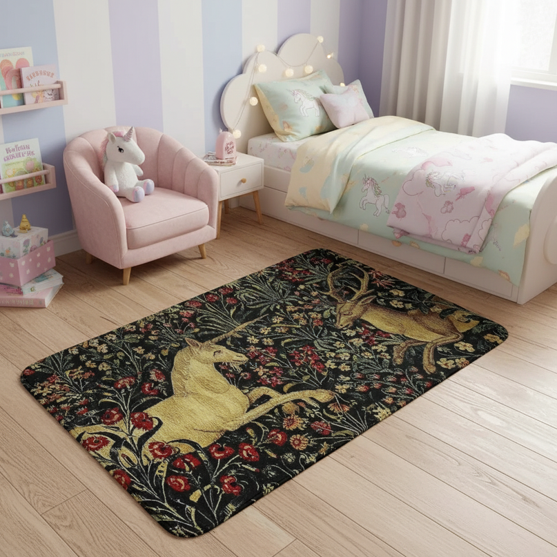 unicorn welcome mat rug - lifestyle