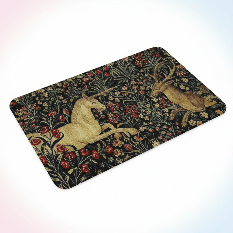 unicorn welcome mat rug - white-bg