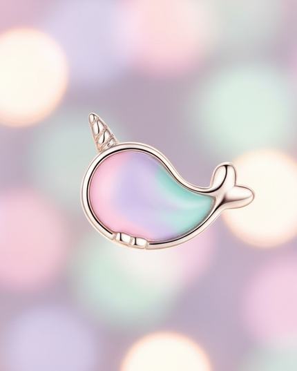 unicorn whale earrings - detail