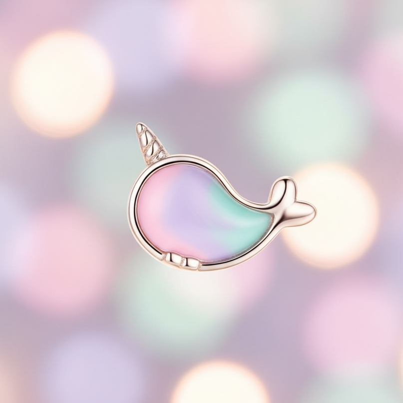 unicorn whale earrings - detail