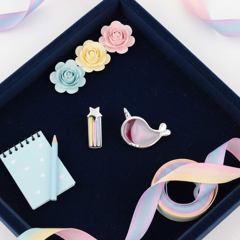 unicorn whale earrings - flat-lay