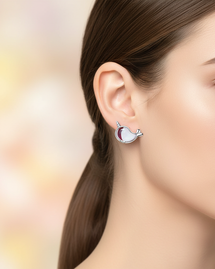 unicorn whale earrings - in-use
