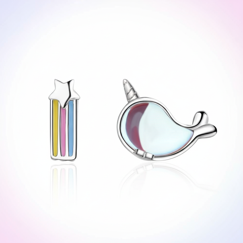 unicorn whale earrings - white-bg