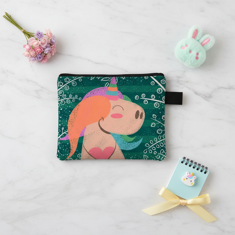 unicorn whimsical coin purse - flat-lay