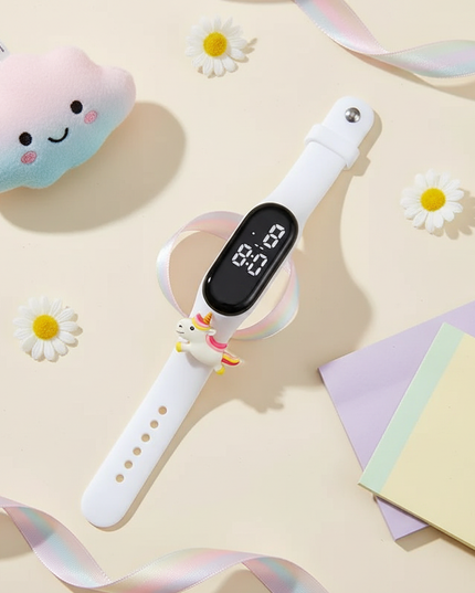 unicorn white watch - flat-lay