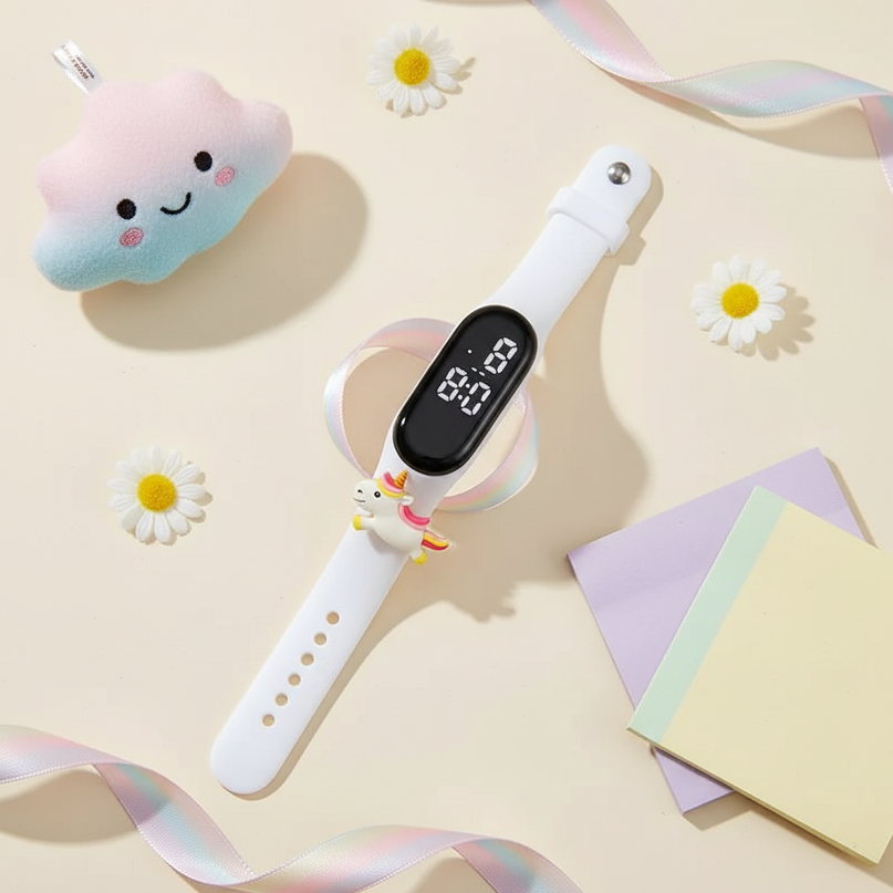 unicorn white watch - flat-lay
