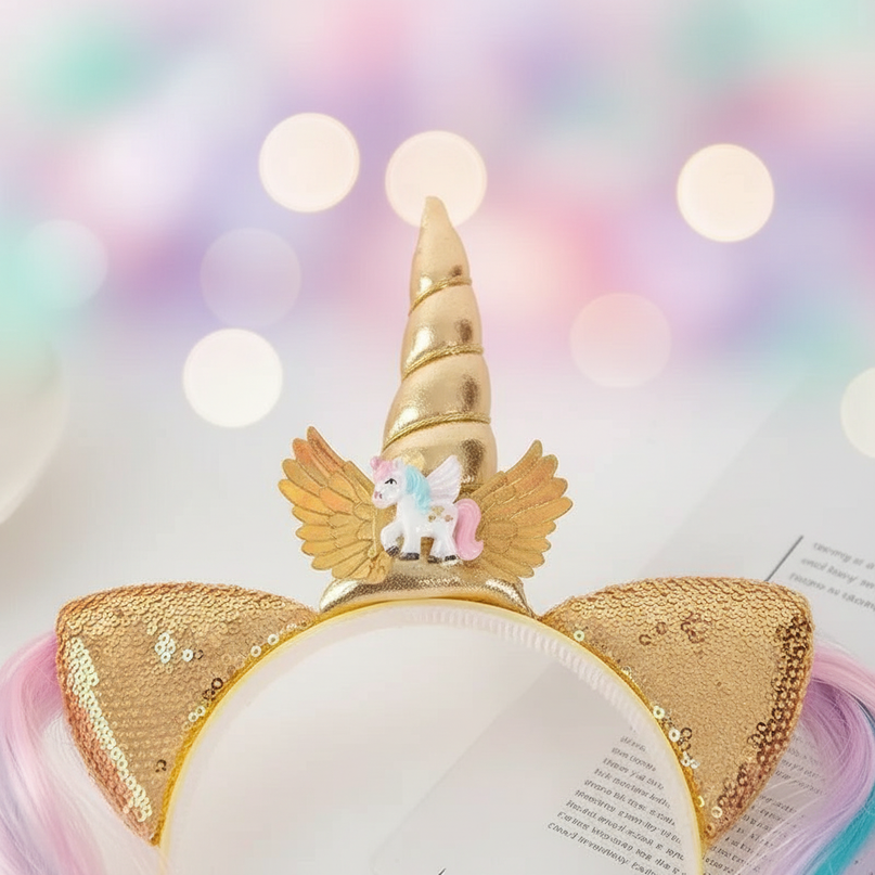 unicorn wig headband - detail