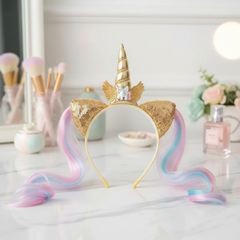 unicorn wig headband - lifestyle