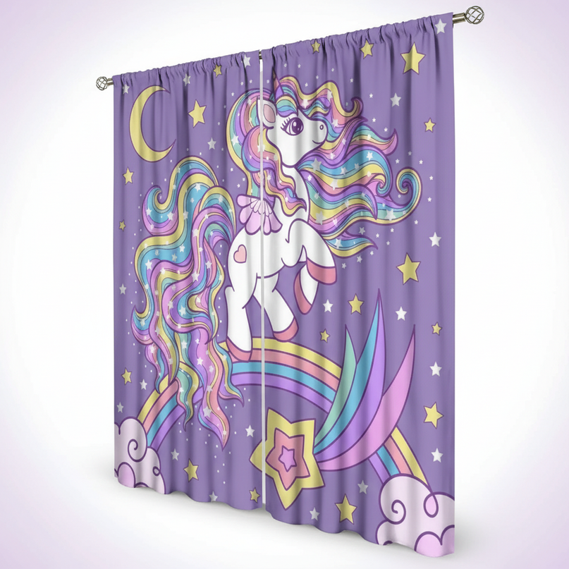 unicorn window curtains - white-bg