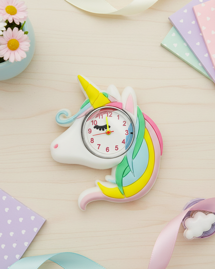 unicorn winking watch - flat-lay