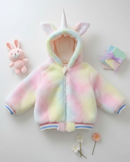unicorn winter coat - flat-lay