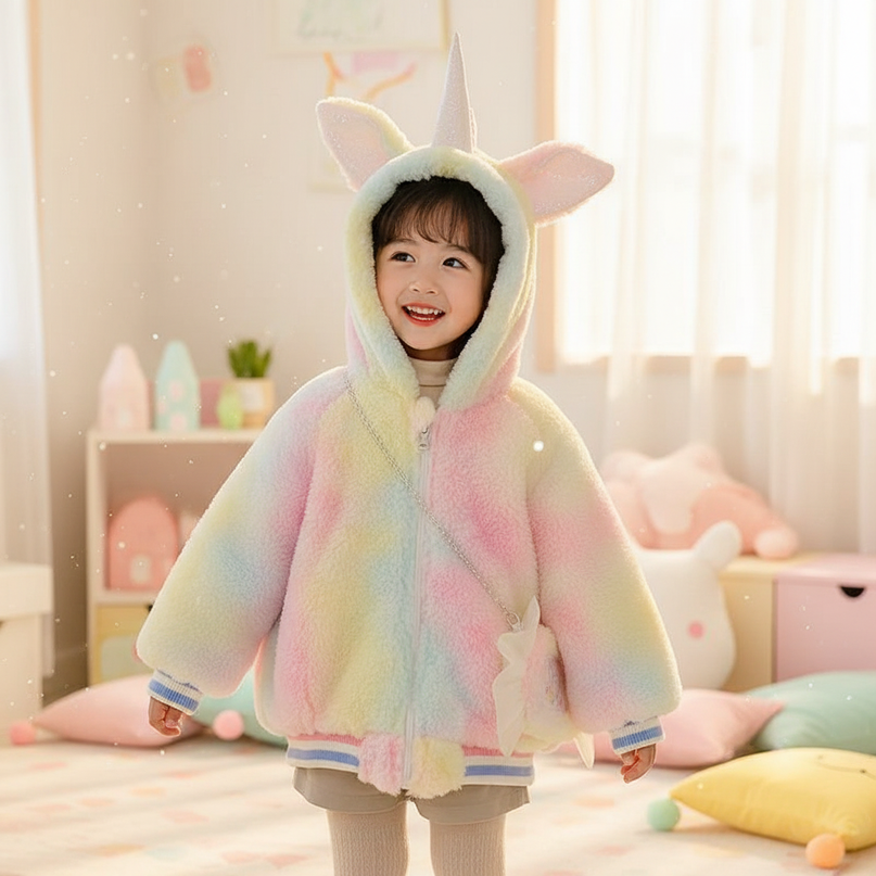 unicorn winter coat - in-use