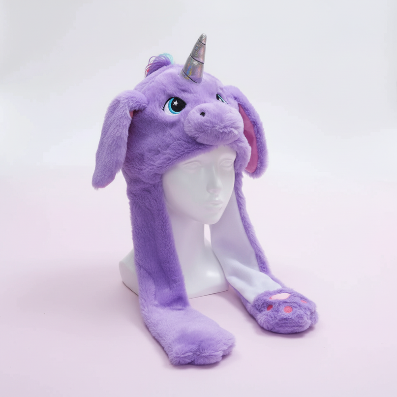 unicorn winter hat - white-bg
