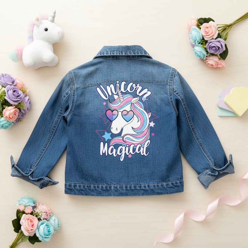 unicorn winter jacket - flat-lay