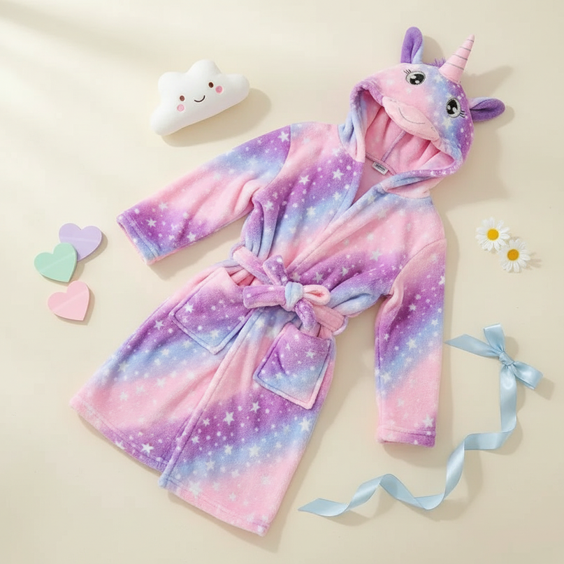 unicorn winter robe - flat-lay