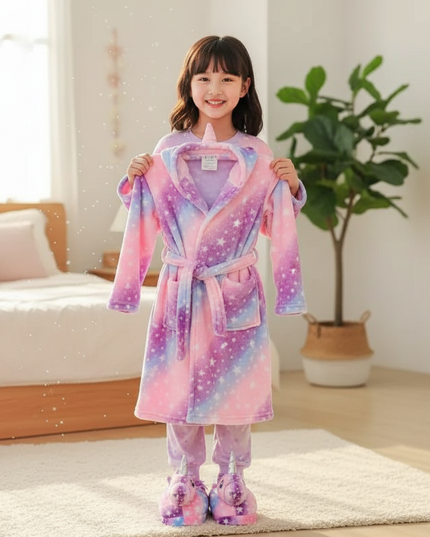 unicorn winter robe - in-use