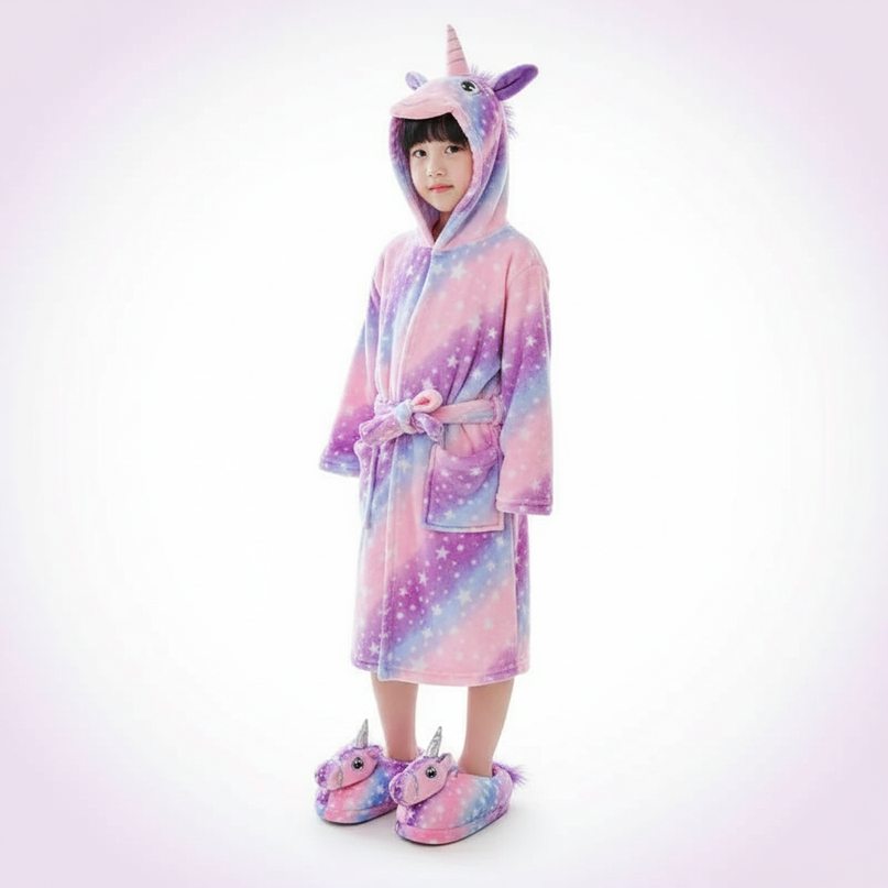 unicorn winter robe - white-bg