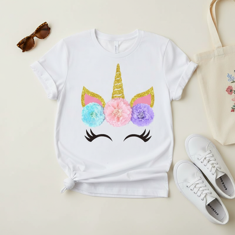 unicorn women flower shirt - flat-lay