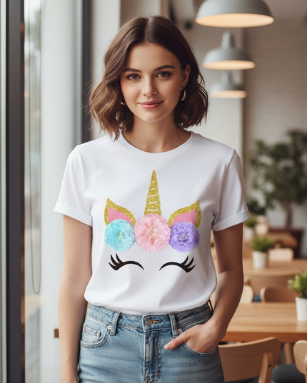unicorn women flower shirt - lifestyle