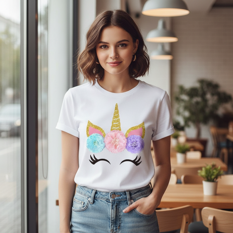 unicorn women flower shirt - lifestyle