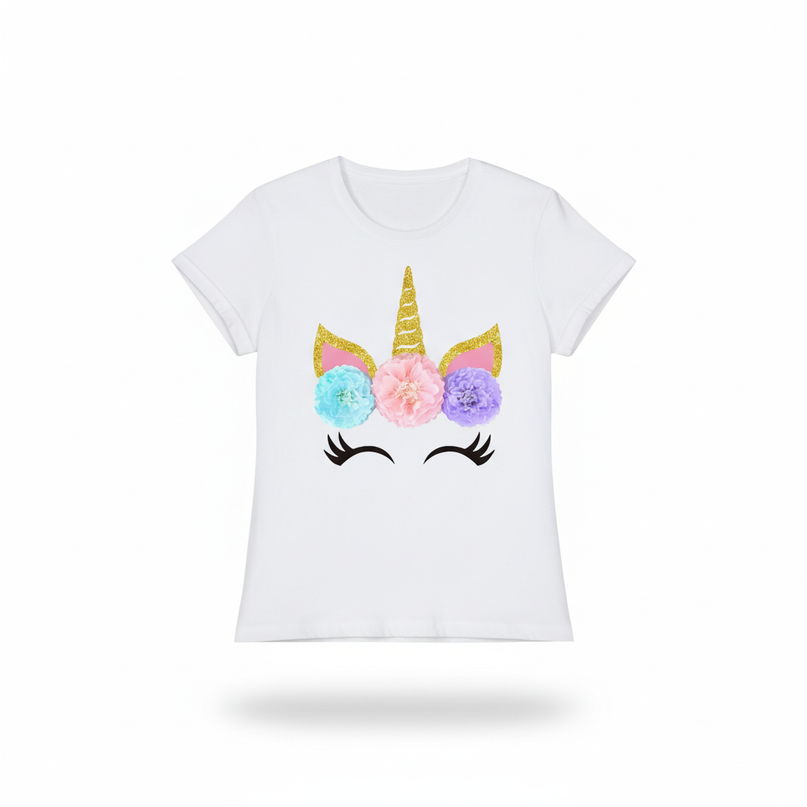 unicorn women flower shirt - white-bg