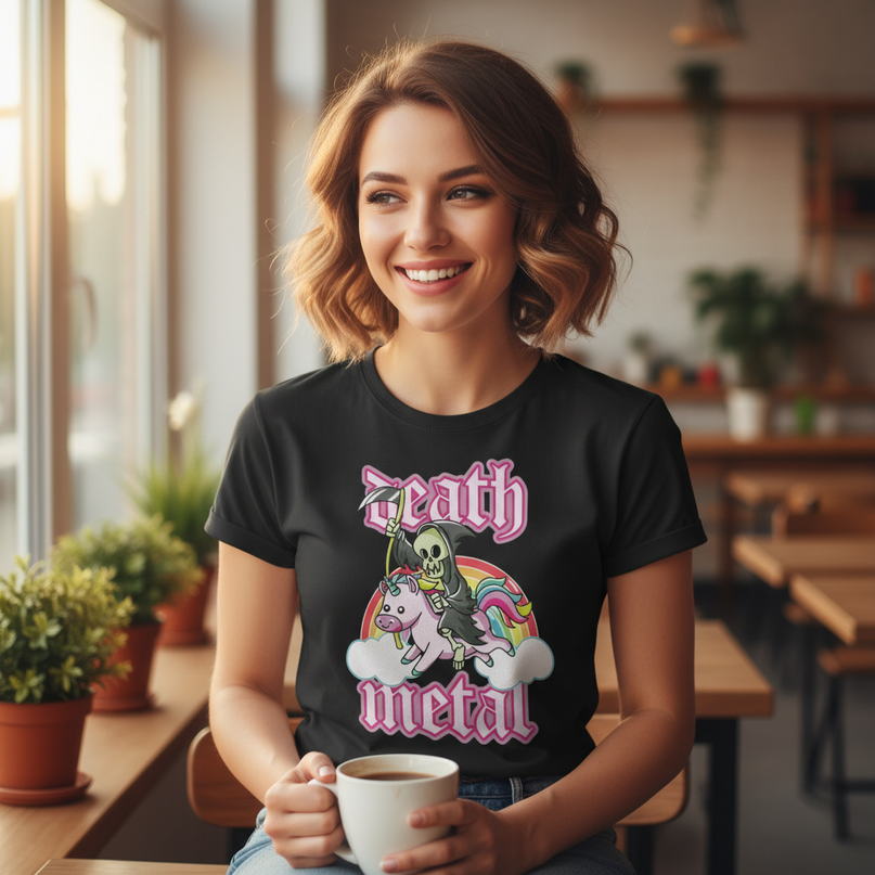 unicorn womens t shirt - in-use