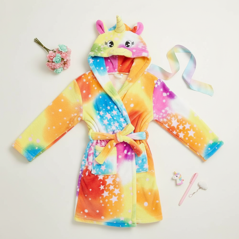 unicorn wrap robe - flat-lay