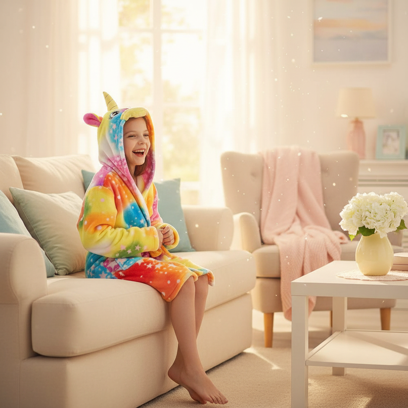 unicorn wrap robe - in-use