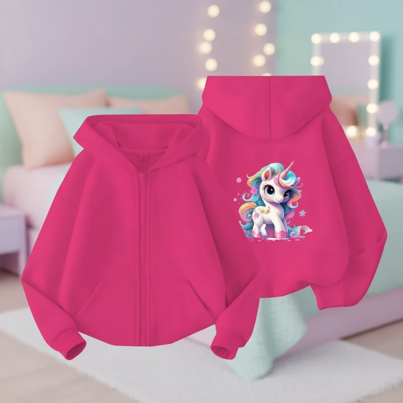 unicorn zip hoodie girls - lifestyle