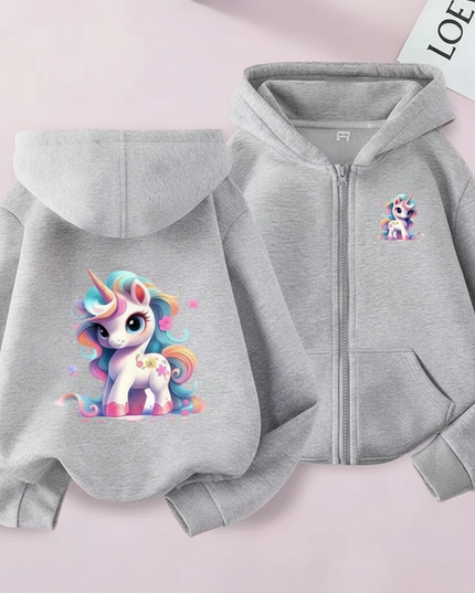 unicorn zip hoodie kids - white-bg