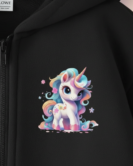 unicorn zip up hoodie - detail