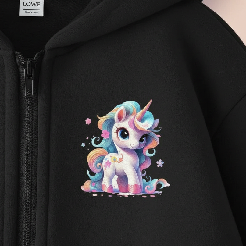 unicorn zip up hoodie - detail