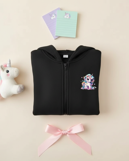 unicorn zip up hoodie - flat-lay