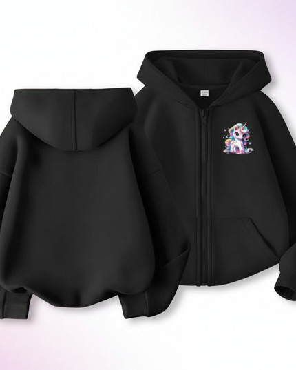 unicorn zip up hoodie - white-bg