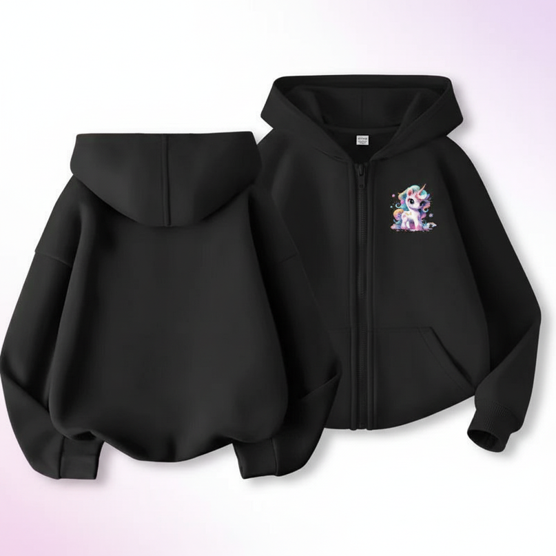 unicorn zip up hoodie - white-bg