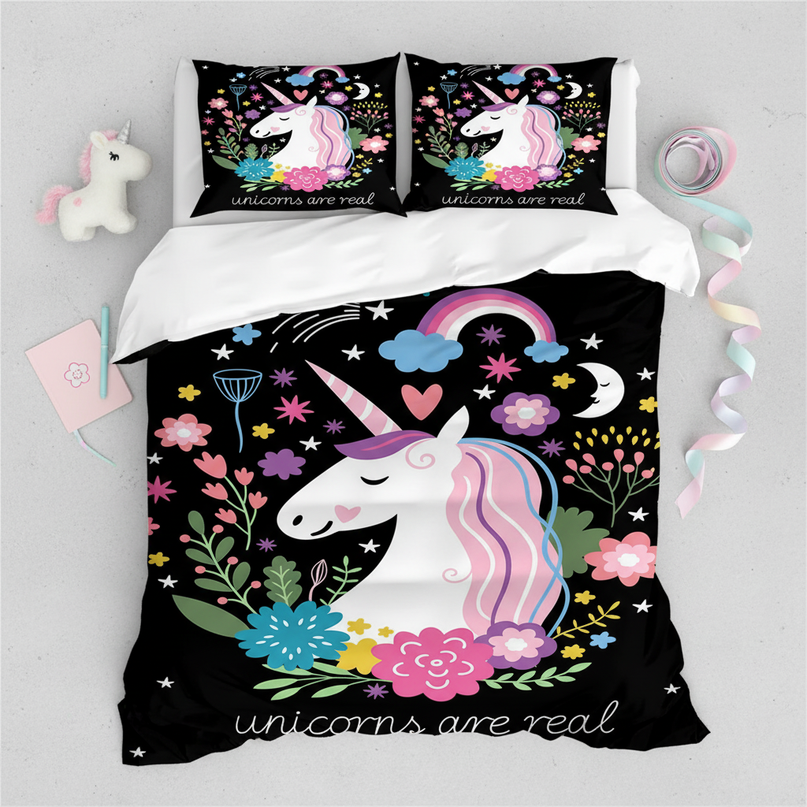 unicorns are real bedding - flat-lay