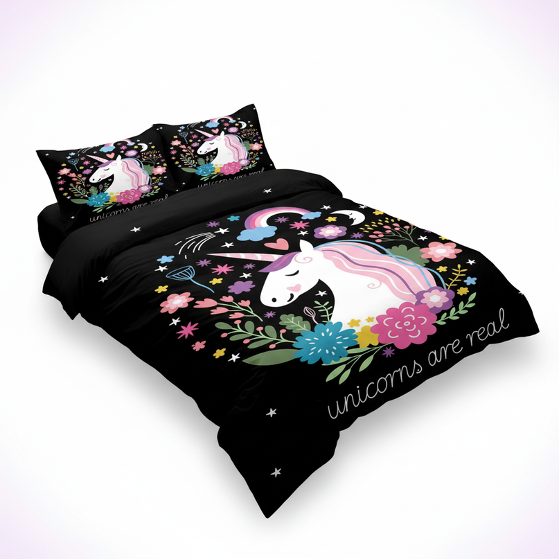unicorns are real bedding - white-bg