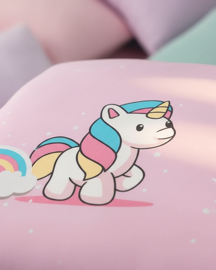 unicorns rainbows bedding - detail