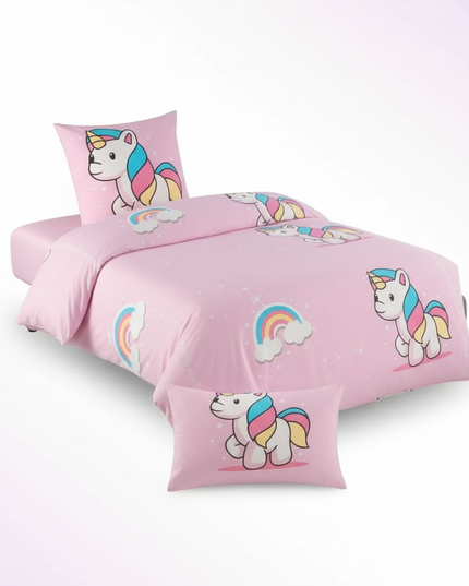 unicorns rainbows bedding - white-bg