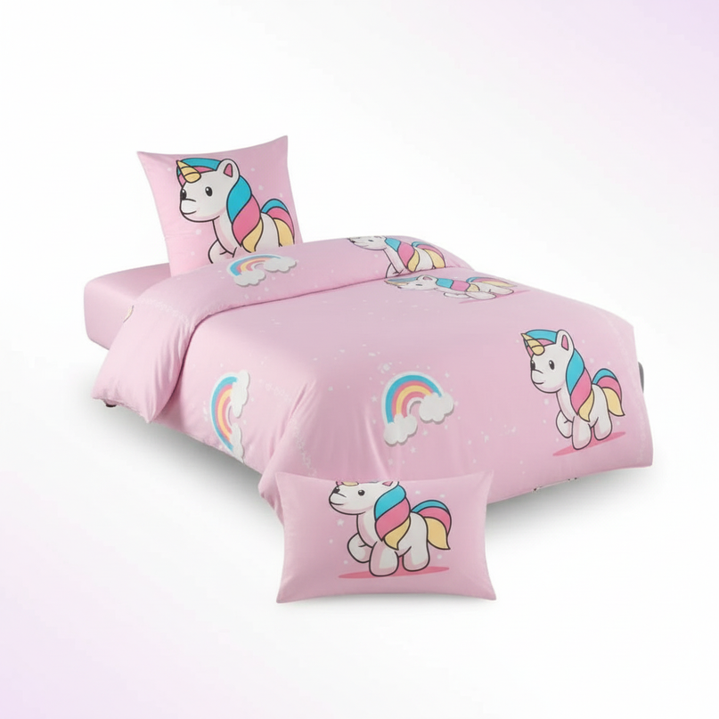 unicorns rainbows bedding - white-bg