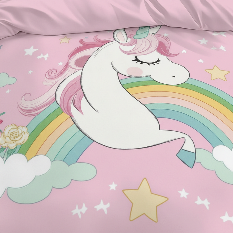 unique rainbow cloud unicorn bedding - detail