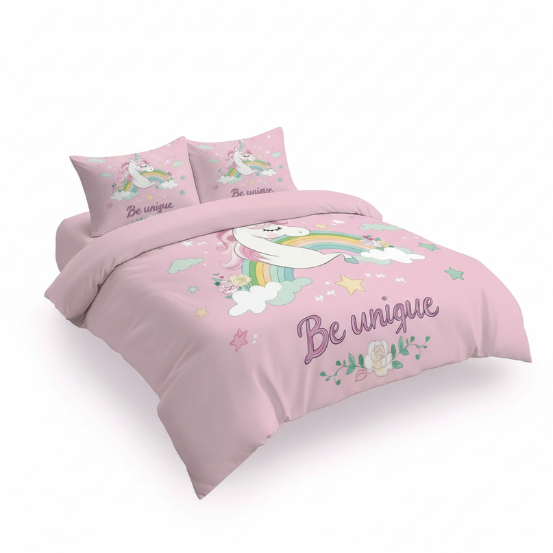 unique rainbow cloud unicorn bedding - white-bg
