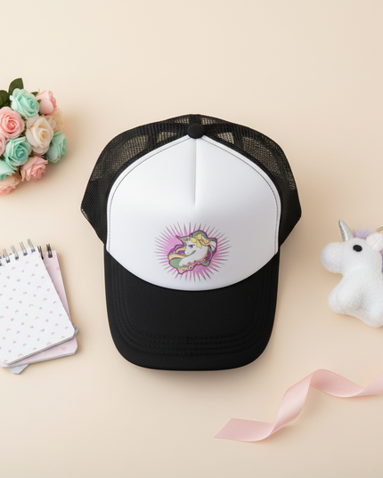unisex unicorn snapback hat - flat-lay