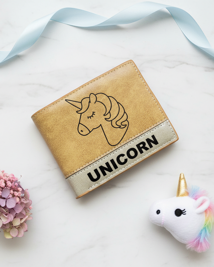 wallet with unicorn - flat-lay