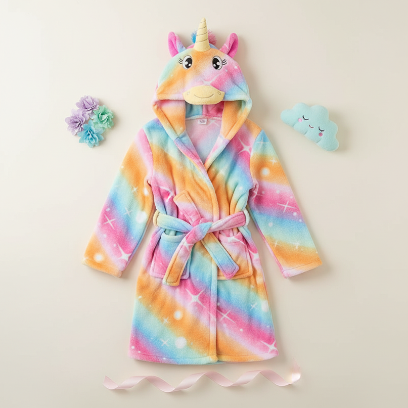 warm unicorn robe - flat-lay